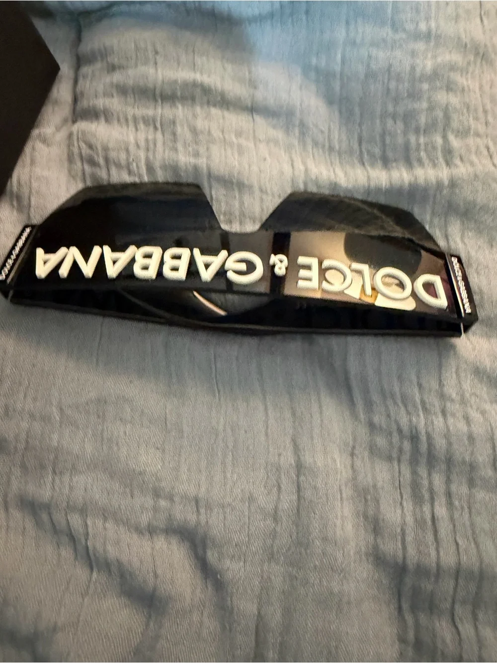 Dolce & Gabbana Black Shield Sunglasses with White Logo-worn twice
